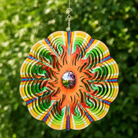ISEO Butterfly Wind Spinner Outdoor, 12 Inch 3D Metal Hanging Garden Decor, Yard Art for Porch Patio Balcony, Gift for Women Mom Grandma