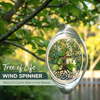 ISEO Tree of Life Wind Spinner Outdoor, 12 Inch 3D Metal Hanging Garden Decor, Yard Art for Porch Patio Balcony, Gift for Women Mom Grandma