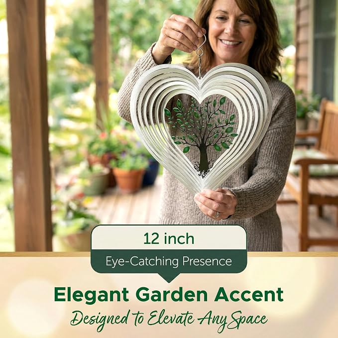 Silver Heart Wind Spinner