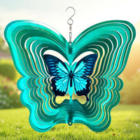 ISEO Butterfly Wind Spinner Outdoor, 12 Inch 3D Metal Hanging Garden Decor, Yard Art for Porch Patio Balcony, Gift for Women Mom Grandma