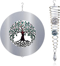ISEO Tree of Life Wind Spinner with Gazing Ball, Mini 6.5 Inch Hanging Garden Decor, 3D Metal Yard Art for Porch Patio Balcony, Gift for Women