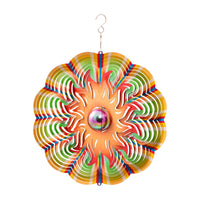 Sun wind spinner with a gazing ball, opened into its 3D shape