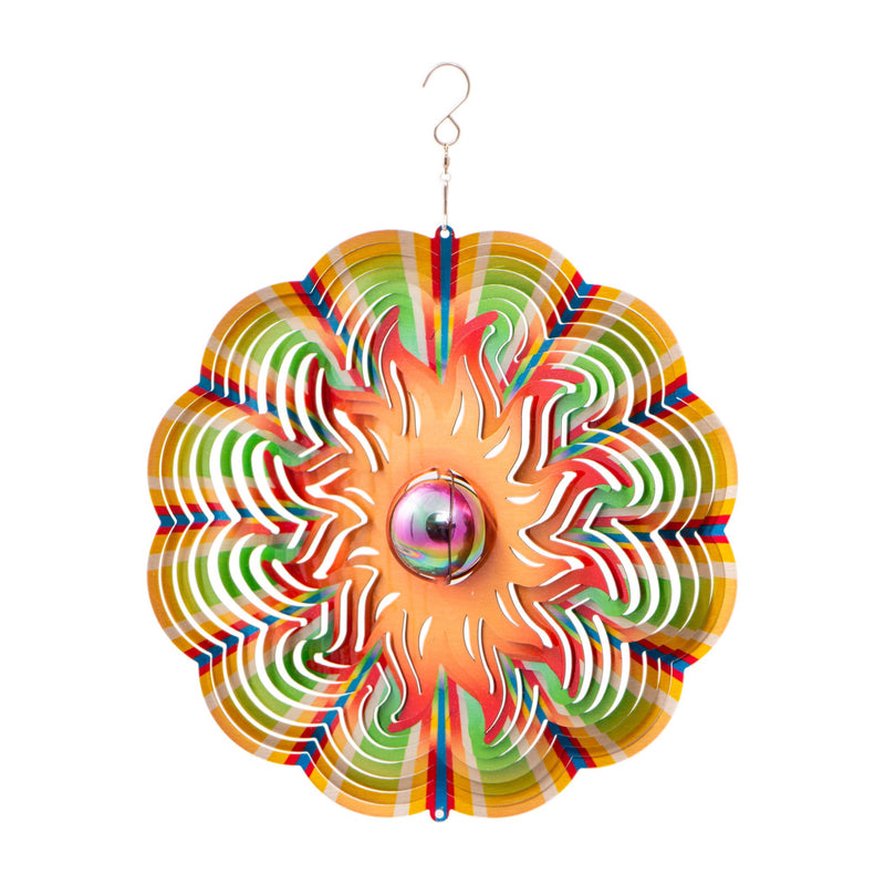 Sun wind spinner with a gazing ball, opened into its 3D shape