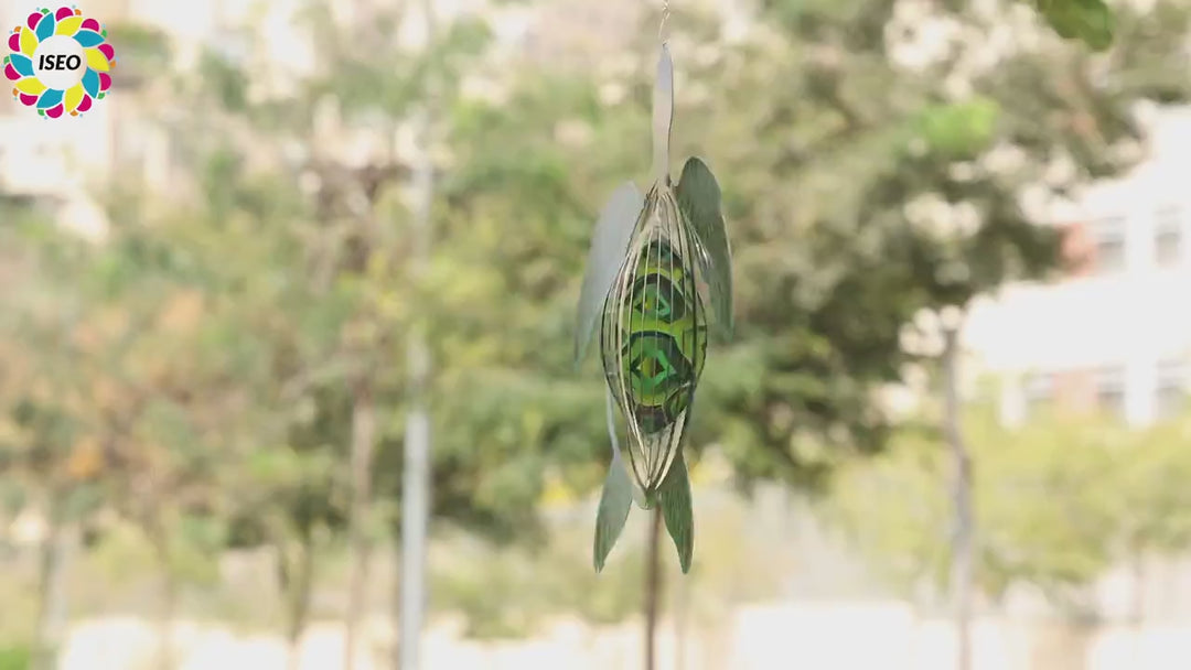 Sea turtle wind spinner turning in the breeze outdoors