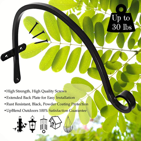 Incredibly Sturdy Hanging Plant Bracket, for Heavy Duty Doodads, Elegant Hook for Wind Chimes, Flower Baskets, Decorative Plants, Wind Spinners, Bird Feeders, Indoor & Outdoor Décor
