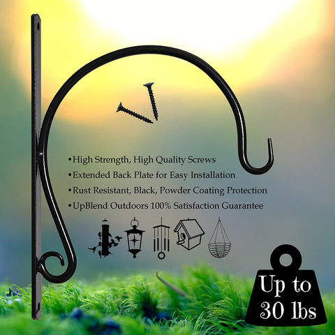 Remarkably Sturdy Hanging Plant Bracket, for Heavy Duty Doodads, Elegant Hook for Wind Chimes, Flower Baskets, Decorative Plants, Wind Spinners, Bird Feeders, Indoor & Outdoor Décor